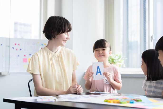 小学校で英語学習をする教師と生徒